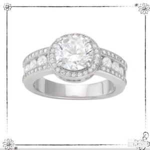 Sugared + Bronzed 925 Stunning Sterling Silver 2 Carat Halo Ring•Size 10